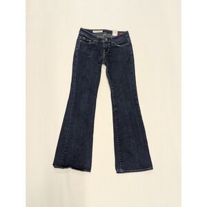 Y2K McBling Flare Jeans Low Rise Dark Wash Denim Size 0 X2 Model Off Duty
